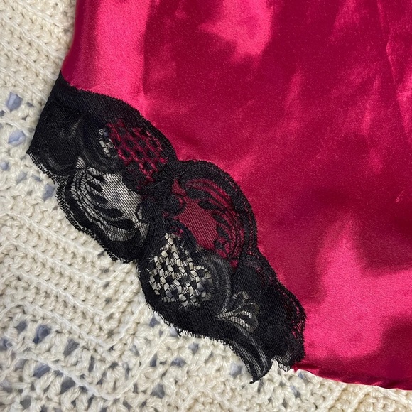 Vintage Large Victoria’s Secret Slip Dress Gold Label Coquette Red Black Nighty - Picture 3 of 7